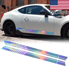 2Pcs 82" NEO Sport Racing Style Stripe Car Body Side Fender Skirt Decal Stickers
