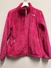 Girl  s North Face Sherpa Fleece Jacket SZ XL 18 Hot Pink Full Zip Pockets Osito