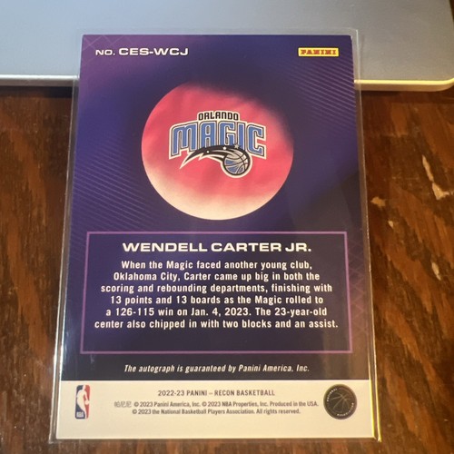 Wendell Carter Jr. 2022-23 Panini Recon Called to Excellence Auto MAGIC /99 - Picture 3 of 3