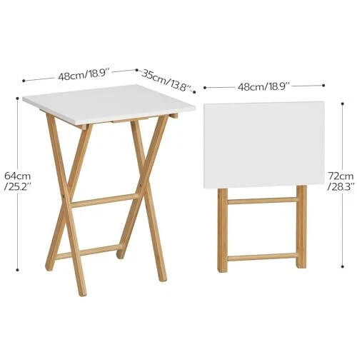  Mesa Bandeja TV Plegable, Mesa Auxiliar para Espacio Pequeño, Mesas de Aperitivos Portátil para 2 Foto 3 de 4