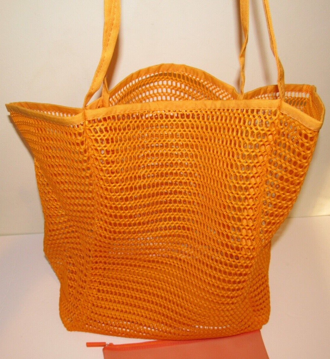 Ulta Orange Mesh Beach Pool Shoulder Bag + Cosmetics Zip