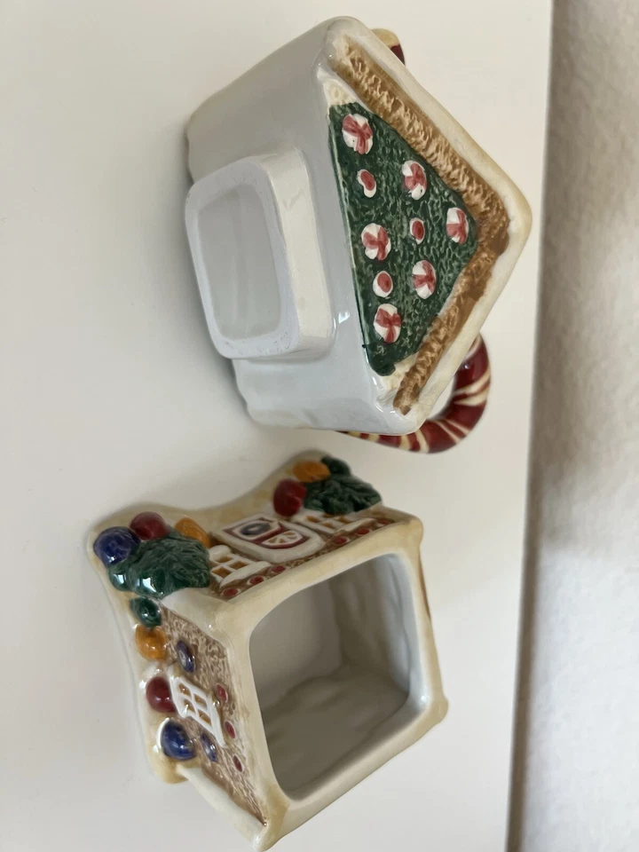 Azúcar y crema vintage Sakura Debbie Mumm cerámica Navidad pan de jengibre casa Foto 2 de 4