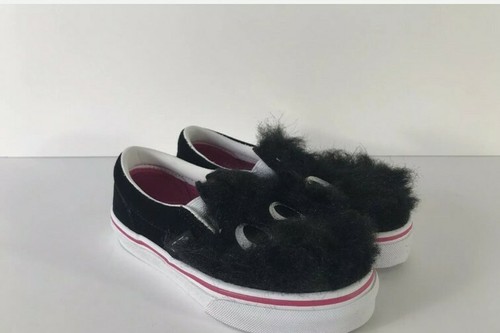 Vans Slip-On Friend Party Fur Black True White Sneakers New W/Box Kids SZ 11 - Picture 5 of 9