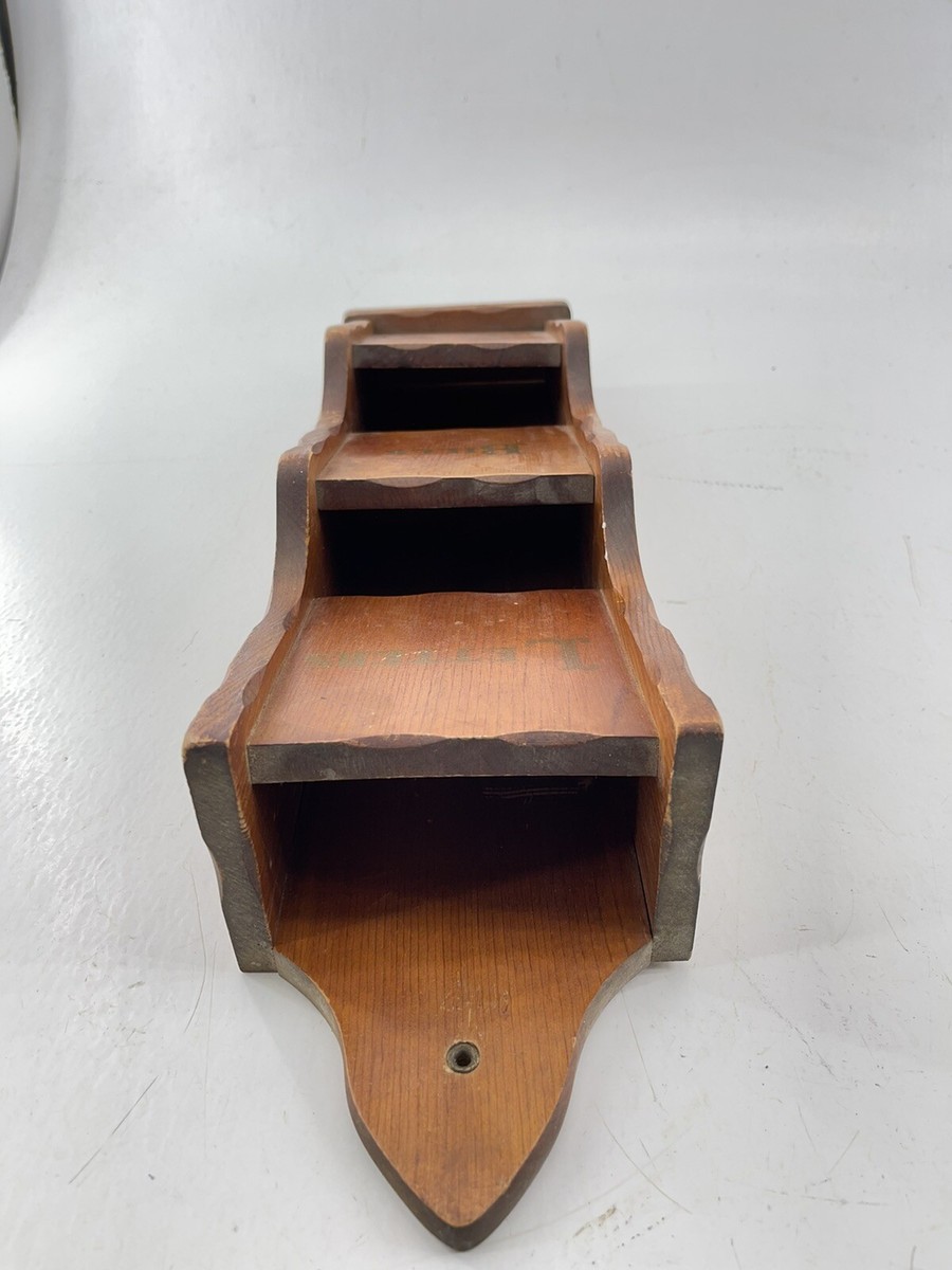Vintage Letter Bill Mail Holder Wood Wall Mount 3 Pockets 21” | eBay