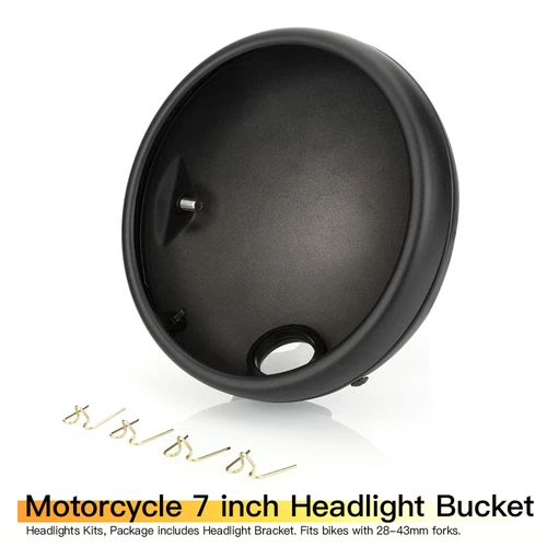Universal 7Inch Motorcycle LED Headlight Shell Metal Housing Cover Trim Headlamp - Picture 9 of 10