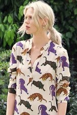 Stella McCartney Silk Wild Cat Print Long Sleeve Dress Size 36