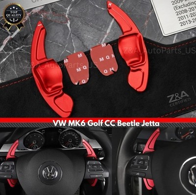 Red CNC Steering Wheel Paddle Shifter Extensions For VW MK6 Golf CC Beetle Jetta