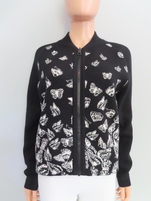 Christian Dior Black/Ecru Butterfly Knit Reversible Full-Zip