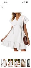 NWOT Dokotoo Womens White Sundress Flowy Summer Mini Dress Size Medium