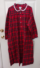 New Lanz of Salzburg Nightgown Women's L Red Plaid Cotton Flannel Cottage