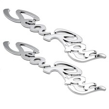 2Pc Chrome Sea ray Searay Script Emblem Boat logo Badge 12-3/4