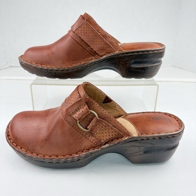 b.o.c. Polly Slip On Clogs/Mules Brown Faux Leather Women's Size 9 in EUC