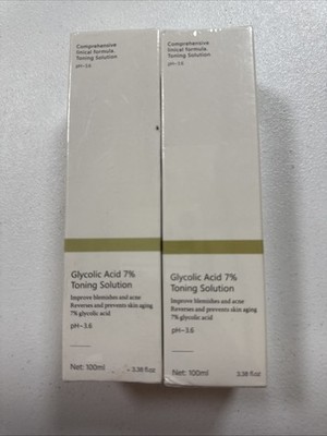 Glycolic Acid 7% Toning Solution. 100 ml 3.38 fl oz Exp 12/2027 pH-3.6 2 Packs