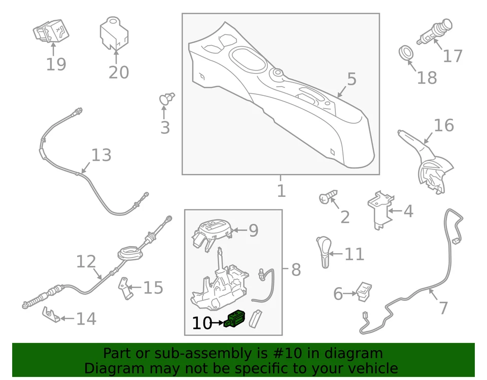 Solenoide de bloqueo de cambio Versa Note Versa 2013-2019 genuino Nissan Foto 3 de 3