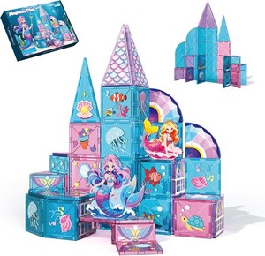 Carreaux magnétiques de sirène 51PCS Ensemble de bâtiments STEM Blocs de jouets pour l'âge des enfants 3+ |