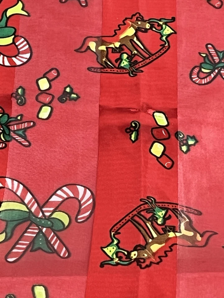 Vintage Christmas Table Runner 12” X 66”Candy Cane Rocking Horse Square End READ - Image 4 of 4