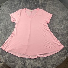 LARACE Women's Pink Short Sleeve V Neck Tunic Top Flowy Swing Dress XL