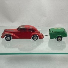 Prewar Arcade Cast Iron Sedan w 3 1/2" Mullins Red Cap Trailer Original Paint