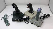 Lot of 3 Vintage Flight Joysticks Microsoft, Flightstick, and PC Raider SV-206