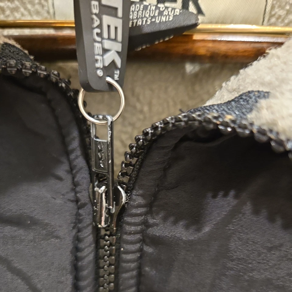 Chaqueta De Colección Eddie Bauer EBTEK L Verde Oliva Negro Vellón Cremallera Completa Hecha en EE. UU. Foto 4 de 4