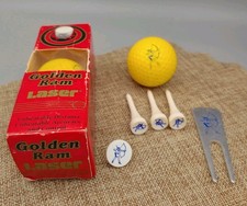 VTG Golden Ram 392 Laser Yellow Golf Ball Sleeve Robinhood Logo Set Made USA 80s