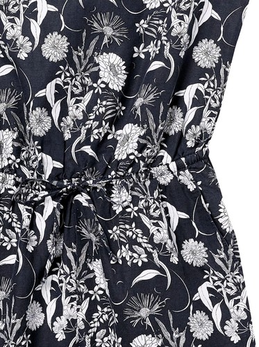 Women's Navy with flower print playsuit Linen for the summer Size UK 14 - Picture 4 of 5