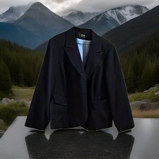 Levine Classics Women  s Black Blazer Jacket Size 10 Notch Lapel Long Sleeve