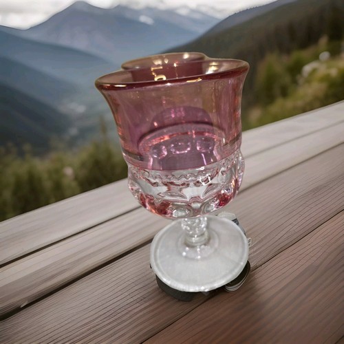 Vtg Tiffin 7 Kings Crown Ruby Cranberry Flash Thumbprint Goblets Glass 5 7/8” T - Picture 1 of 6