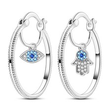 Hamsa Hand Evil Eye Hoop Earrings Lucky Charms Women Fashion Jewelry Gift