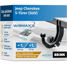ANHÄNGERKUPPLUNG für Jeep Cherokee 08-13 starr BRINK +7pol E-Satz ABE