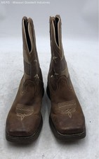 Durango Boys Rebel DBT0159 Brown Leather US Flag Pull-On Boots US Size 3.5M