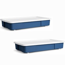 2 Pack 47L Blue Underbed Storage Box with Secure Lids Smooth Rolling Wheels