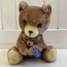 Vintage Teddy Bear Plush R Dakin Mama Baby Cub Brown 11" High 1977 San Francisco
