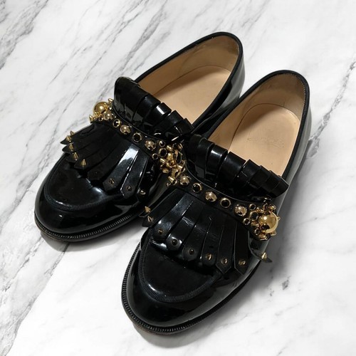 Christian Louboutin Men Loafers 6.0US Enamel Spike Patent Leather
