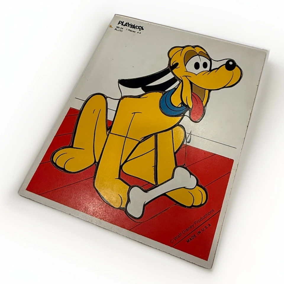 Rompecabezas de madera vintage Disney Pluto Playskool años 70 juguete clásico para niños hecho en EE. UU. Foto 2 de 3