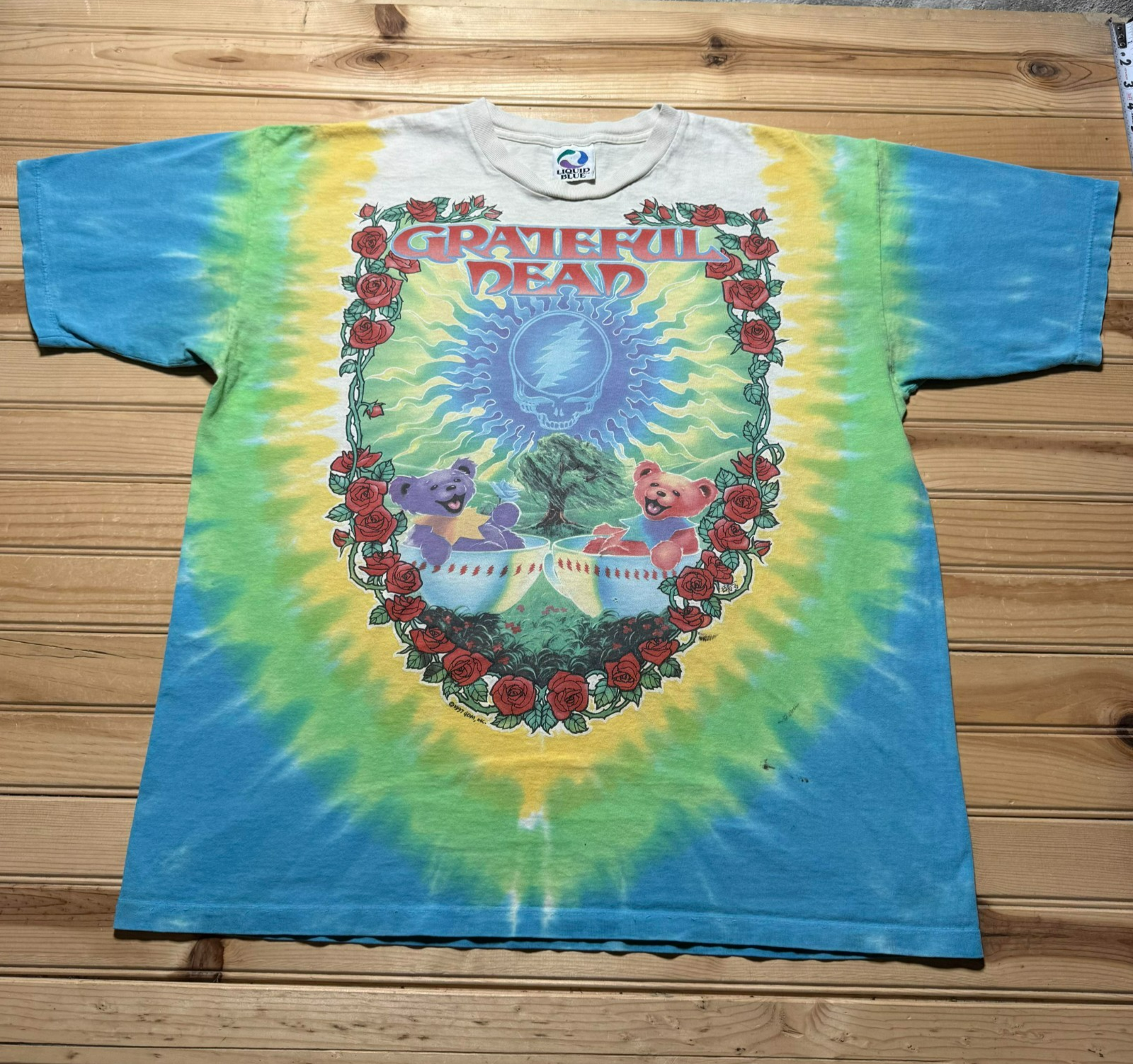 Vintage 1997 Grateful Dead Scarlet Fire Bears Roses Floral Tie Dye Shirt - 2XL
