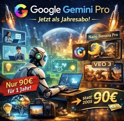 Google Gemini Pro Jahresabo   Nur 90  statt 200$/Monat | Sofort aktivierbar