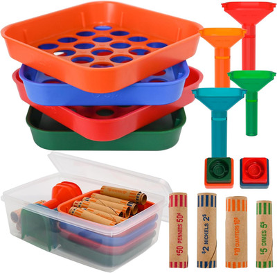 Coin Sorter Trays & Coin Counter Tubes, Coin Roller Crimping Tool with 60 Pcs As