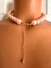 Baby Pink Elegant Four Piece Faux Pearl Necklace Bracelet Earrings Jewelry Set — photo 2