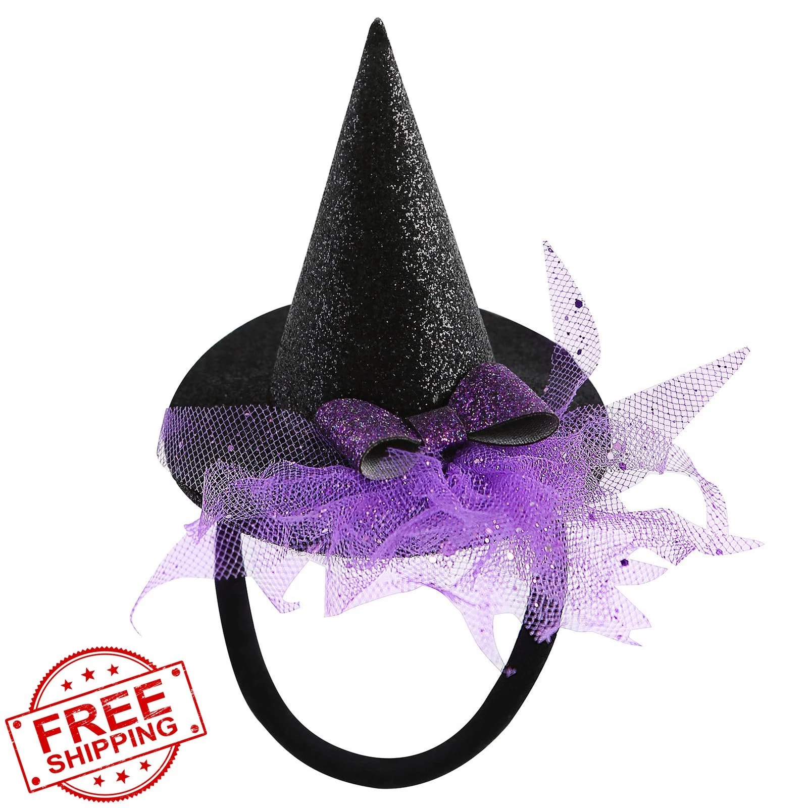JiaDuo Baby Girls Witch Hat Headband Purple Glitter