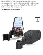 UTV Side Mirrors, UTV Rearview Mirrors Compatible with Pro-Fit Polaris Ranger XP