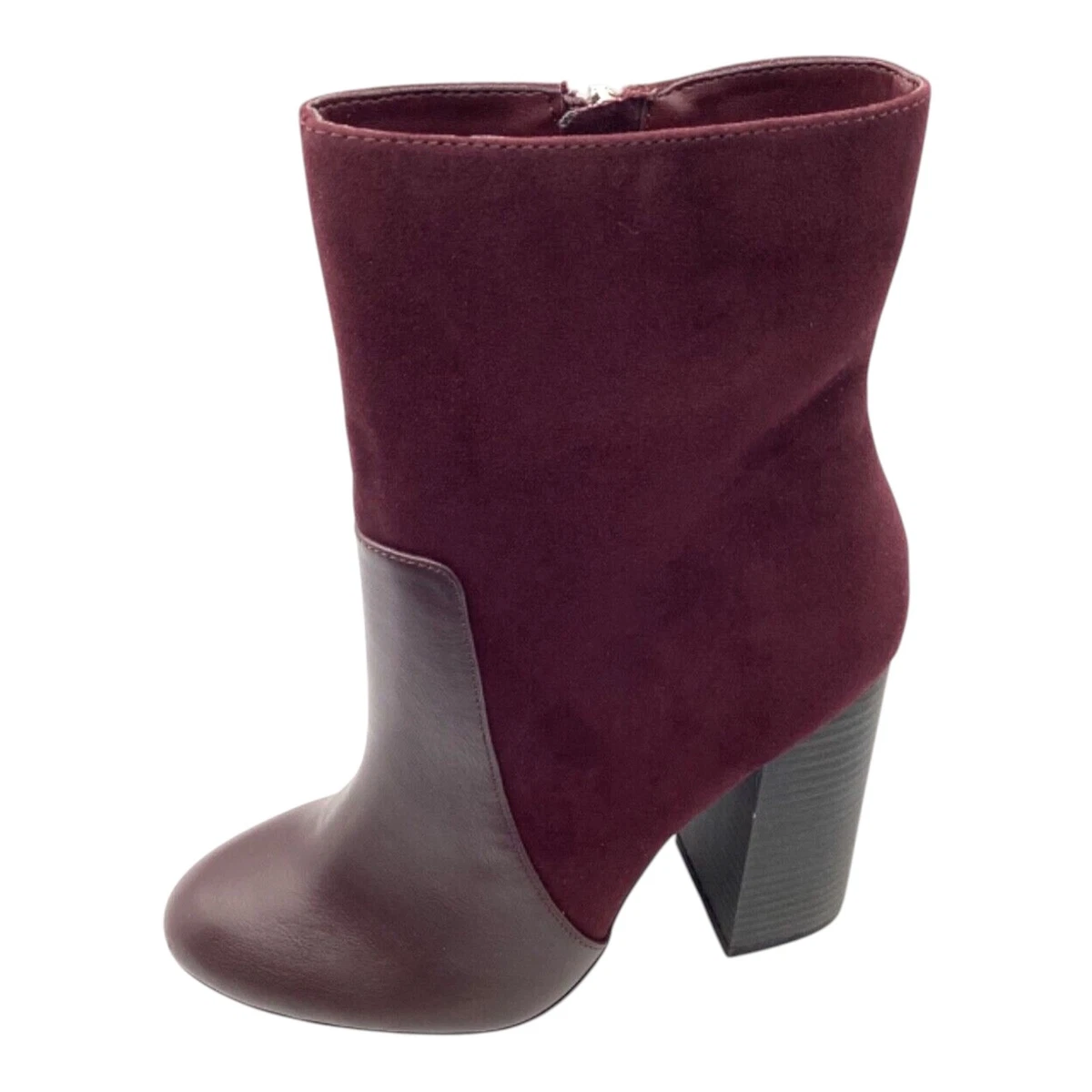 Anne Michelle Mujer Botines Reino Unido 4 Borgoña Imitación Gamuza Tacón Bloque Invierno