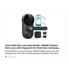 Smart Lever Lock with Keypad & Fingerprint Reader - Indoor/Outdoor Door Lock