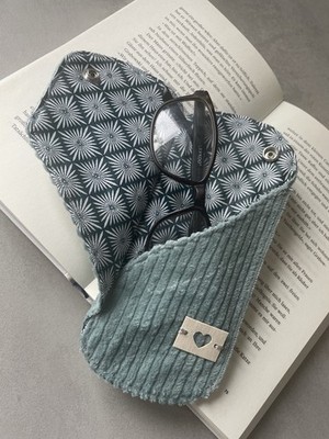 Brillenetui, Handmade, Cord , Türkis
