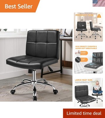 Black Office Chair with Wheels - 360° Swivel Armless Back Support，Comfortable...