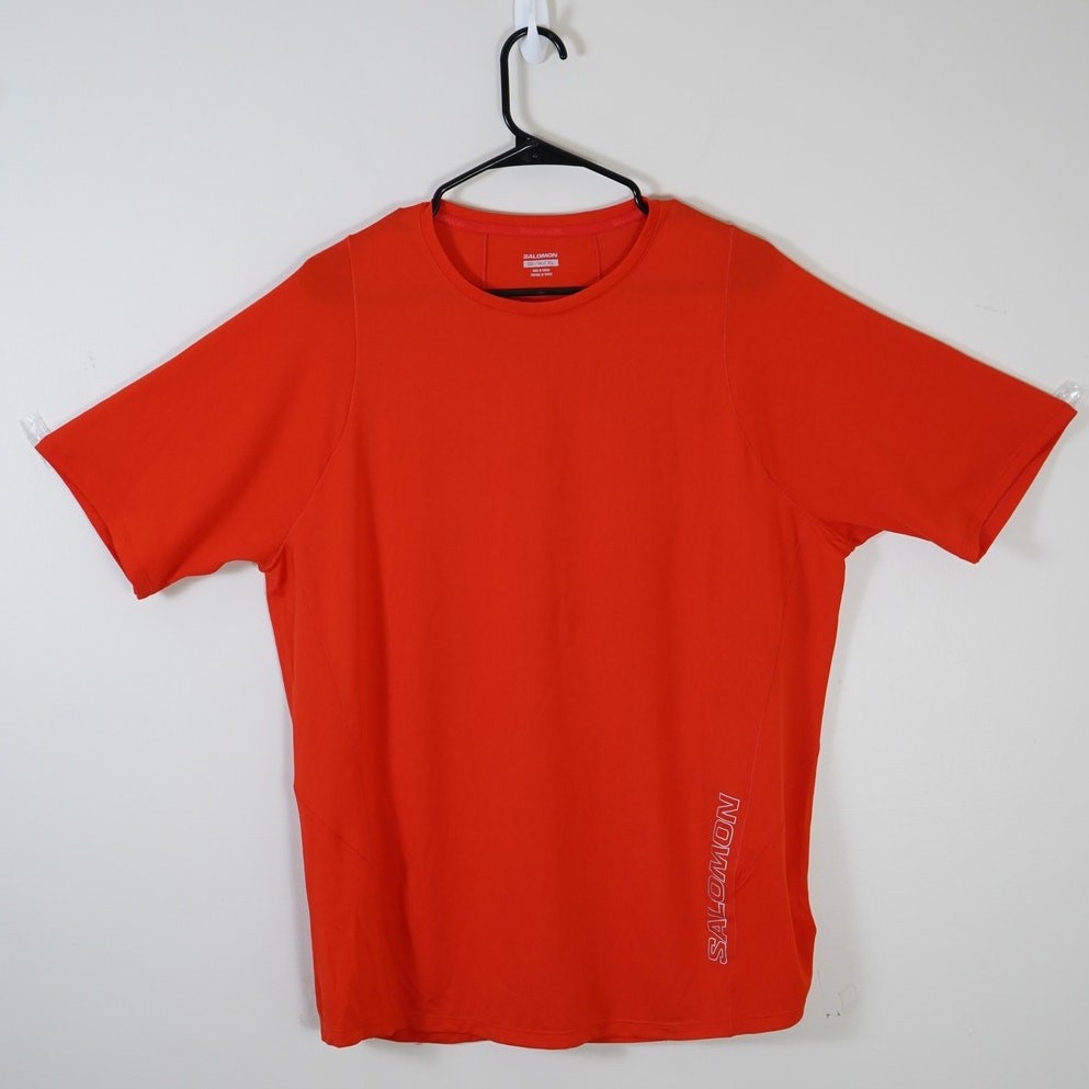 T shirt Salomon Cross Run allenamento abbigliamento sportivo arancione brillante uomo taglia XLT