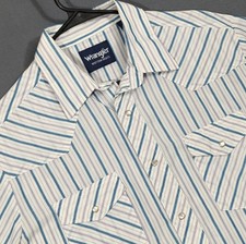 Wrangler VTG Pearl Snap Shirt Men's L Multicolor Striped Western Long Sleeve