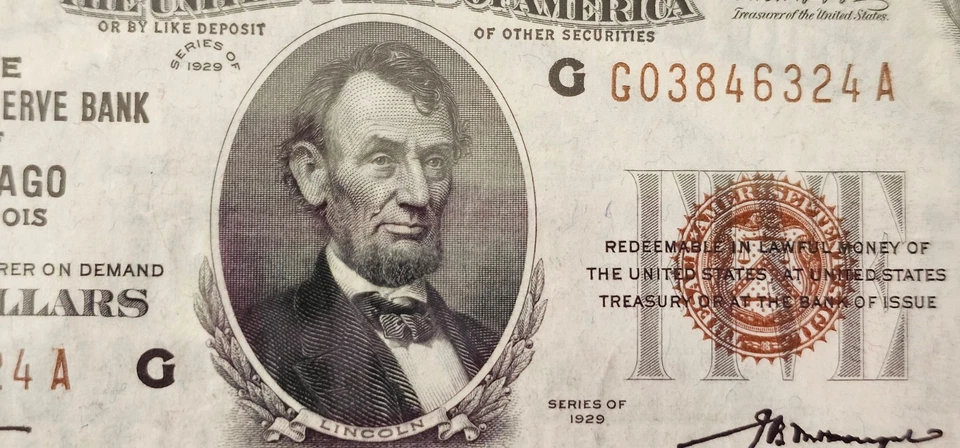 $5 1929 FRBN Chicago Fr#1850-G PMG Graded 40 Extremely Fine - Image 4 of 4