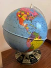 Vintage 1960's Ohio Art Tin Litho Metal World Globe with Zodiac Signs Base