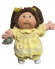 1983 Cabbage Patch Kids, Brown Pigtails, Brown Eyes, Dimples, HM2, KT, 🐥Yellow
